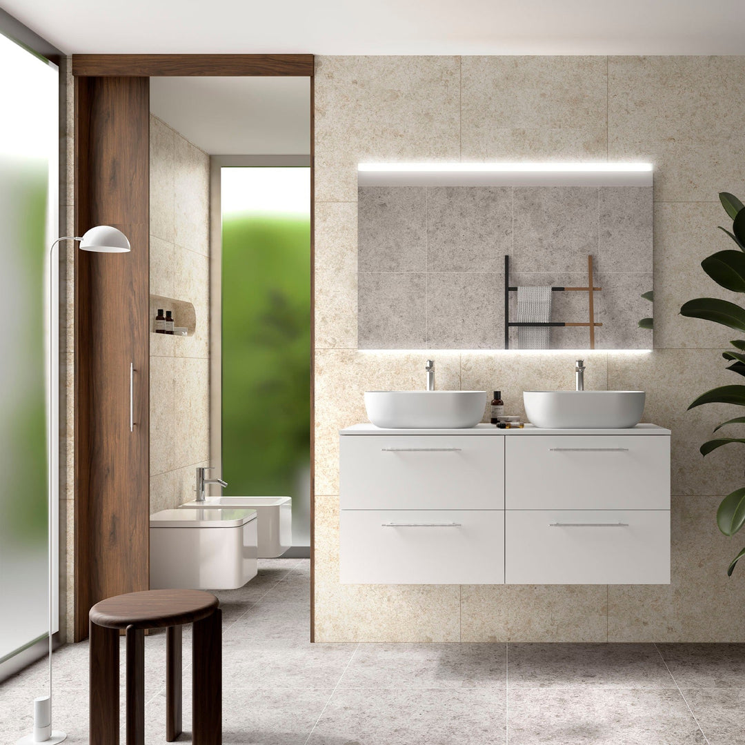 Salgar sg5e8aa3ad78c16447b486 SALGAR IMAGES AND SHEETS/01 Product Images/Bathroom Furniture/118083 Silane Wall Hung Vanity Unit with 4 Drawers & Worktop - White Satin/01.jpg