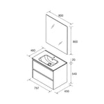 Load image into Gallery viewer, Salgar sg606d146b27dac29c53f4 SALGAR IMAGES AND SHEETS/01 Product Images/Bathroom Furniture/118448 Noja Wall Hung Vanity Unit with 2 Drawers, Basin &amp; Mirror - Grey Satin/02.jpg
