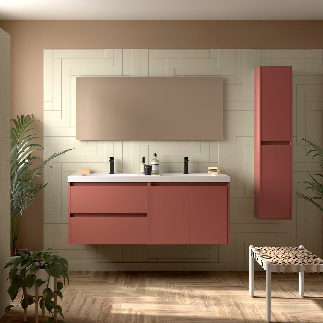 Salgar sg6398e6da710c357d6e27 SALGAR IMAGES AND SHEETS/01 Product Images/Bathroom Furniture/113434 Noja Wall Hung Vanity Unit with 2 Drawers +2 Doors, Basin & Mirror - Red Satin/01.jpg