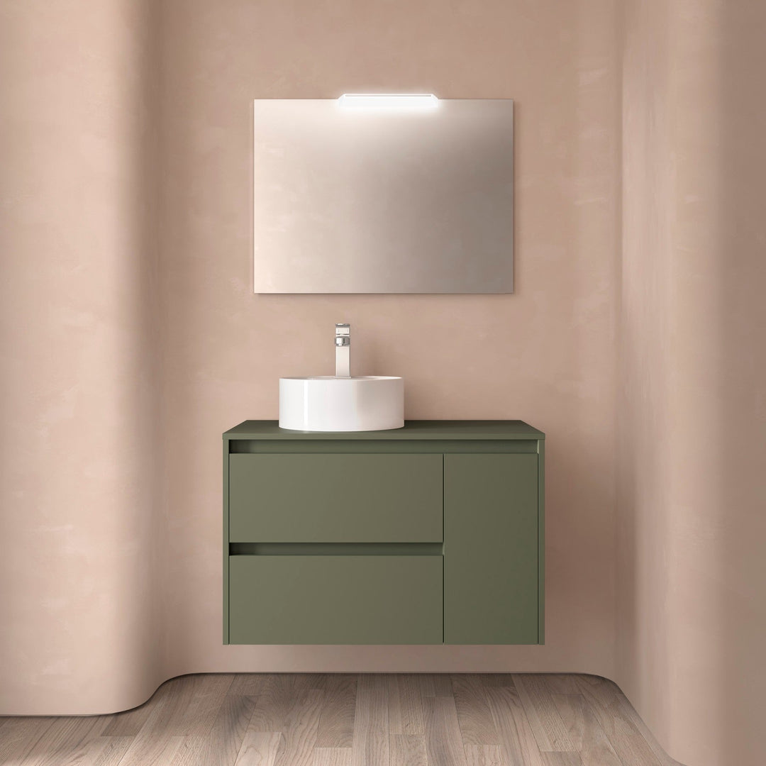 Salgar sg63eec4b4913dff6cba9b SALGAR IMAGES AND SHEETS/01 Product Images/Bathroom Furniture/118255 Noja Wall Hung Vanity Unit with 2 Drawers + 1 Door & Worktop - Green Satin/01.jpg