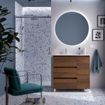 Load image into Gallery viewer, Salgar sg63f2d0086159b6e84bd5 SALGAR IMAGES AND SHEETS/01 Product Images/Bathroom Furniture/118137 Noja Floor Standing Vanity Unit with 3 Drawers + 1 Door &amp; Basin - Walnut Maya/01.jpg
