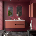 Load image into Gallery viewer, Salgar sg661a6064f31390ebb771 SALGAR IMAGES AND SHEETS/01 Product Images/Bathroom Furniture/118823 Noja Wall Hung Vanity Unit with 2 Drawers + 2 Doors &amp; Offset Basin - Red Satin/01.jpg
