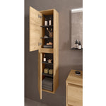 Load image into Gallery viewer, Salgar sg66263ee2c7d04ac3b0e6 SALGAR IMAGES AND SHEETS/01 Product Images/Bathroom Furniture/105505 Noja Wall Hung Vanity Unit with 2 Drawers &amp; Worktop - Africa Oak/03.jpg
