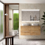 Load image into Gallery viewer, Salgar sg66c814ba546589dd355e SALGAR IMAGES AND SHEETS/01 Product Images/Bathroom Furniture/118085 Silane Wall Hung Vanity Unit with 4 Drawers &amp; Worktop - Africa Oak/01.jpg
