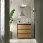 Load image into Gallery viewer, Salgar sg69f887939279978516c7 SALGAR IMAGES AND SHEETS/01 Product Images/Bathroom Furniture/113032 Attila Wall Hung Vanity Unit with 3 Drawers, Basin &amp; Mirror - Africa Oak/01.jpg
