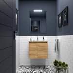 Load image into Gallery viewer, Salgar sg6ade0253e953702425f4 SALGAR IMAGES AND SHEETS/01 Product Images/Bathroom Furniture/113091 Noja Wall Hung Vanity Unit with 2 Doors, Basin &amp; Mirror - Africa Oak/01.jpg
