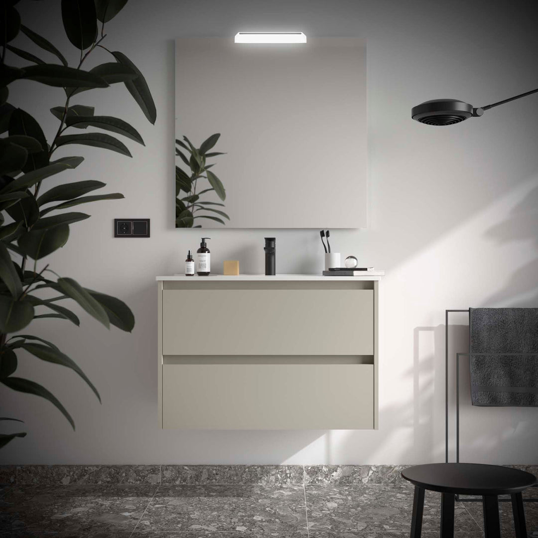 Salgar sg6bf88dbf46c9369efc30 SALGAR IMAGES AND SHEETS/01 Product Images/Bathroom Furniture/118448 Noja Wall Hung Vanity Unit with 2 Drawers, Basin & Mirror - Grey Satin/01.jpg