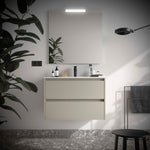 Load image into Gallery viewer, Salgar sg6bf88dbf46c9369efc30 SALGAR IMAGES AND SHEETS/01 Product Images/Bathroom Furniture/118448 Noja Wall Hung Vanity Unit with 2 Drawers, Basin &amp; Mirror - Grey Satin/01.jpg
