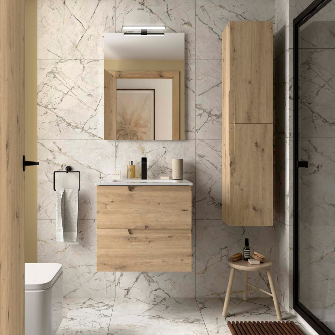 Salgar sg6c0548cd5ea8ae45694a SALGAR IMAGES AND SHEETS/01 Product Images/Bathroom Furniture/117944 Vima Wall Hung Vanity Unit with 2 Drawers, Basin & Mirror - Montana Oak/01.jpg