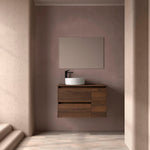 Load image into Gallery viewer, Salgar sg6e5e7712902fbf678a00 SALGAR IMAGES AND SHEETS/01 Product Images/Bathroom Furniture/118259 Noja Wall Hung Vanity Unit with 2 Drawers + 1 Door &amp; Worktop - Walnut Maya/01.jpg
