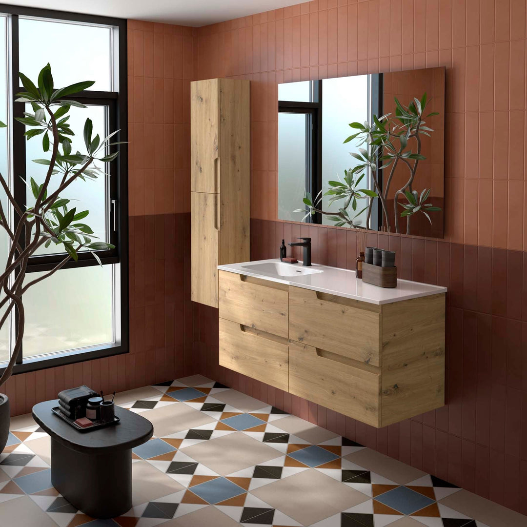 Salgar sg6f115a81ca56fdbf0a41 SALGAR IMAGES AND SHEETS/01 Product Images/Bathroom Furniture/118666 Vima Wall Hung Vanity Unit with 4 Drawers & Offset Basin - Montana Oak/01.jpg