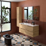 Load image into Gallery viewer, Salgar sg6f115a81ca56fdbf0a41 SALGAR IMAGES AND SHEETS/01 Product Images/Bathroom Furniture/118666 Vima Wall Hung Vanity Unit with 4 Drawers &amp; Offset Basin - Montana Oak/01.jpg
