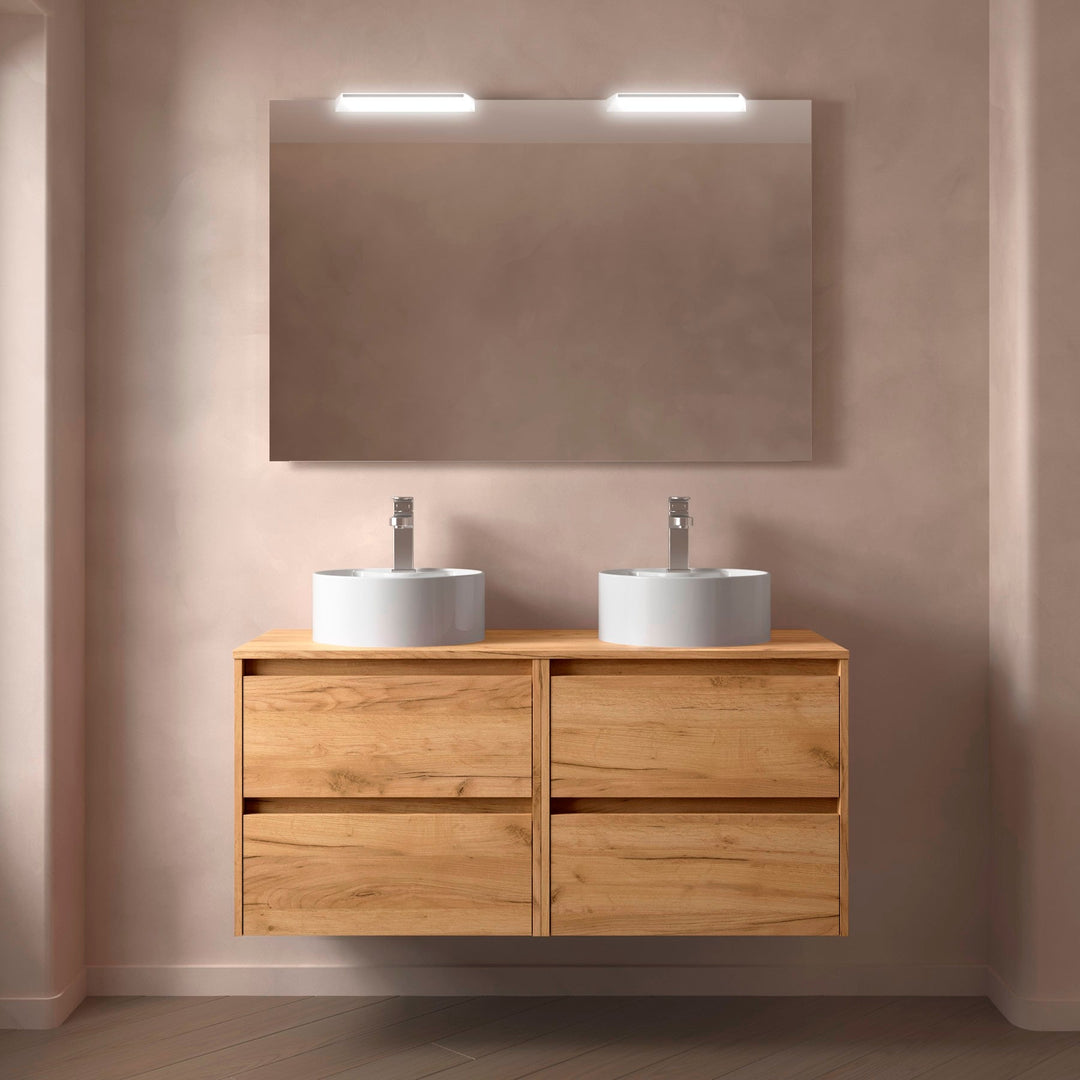 Salgar sg6f51602259a34ecb33f3 SALGAR IMAGES AND SHEETS/01 Product Images/Bathroom Furniture/105523 Noja Wall Hung Vanity Unit with 4 Drawers & Worktop - Africa Oak/01.jpg