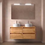 Load image into Gallery viewer, Salgar sg6f51602259a34ecb33f3 SALGAR IMAGES AND SHEETS/01 Product Images/Bathroom Furniture/105523 Noja Wall Hung Vanity Unit with 4 Drawers &amp; Worktop - Africa Oak/01.jpg

