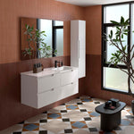 Load image into Gallery viewer, Salgar sg6f6e3a50f55bccba1493 SALGAR IMAGES AND SHEETS/01 Product Images/Bathroom Furniture/118667 Vima Wall Hung Vanity Unit with 4 Drawers &amp; Offset Basin - White Satin/01.jpg
