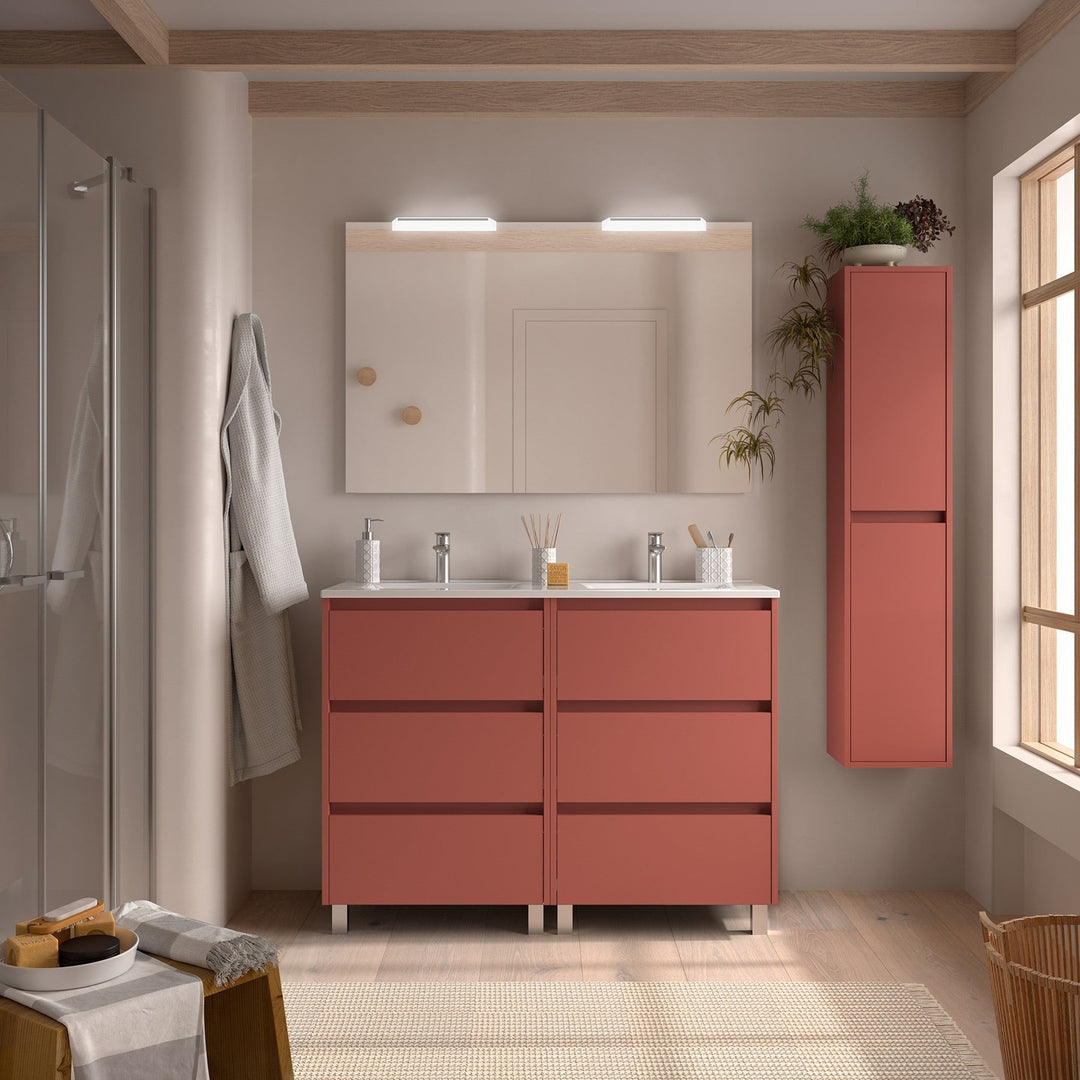 Salgar sg707353f1a4407df4cd3a SALGAR IMAGES AND SHEETS/01 Product Images/Bathroom Furniture/113348 Noja Floor Standing Vanity Unit with 6 Drawers, Basin & Mirror - Red Satin/01.jpg