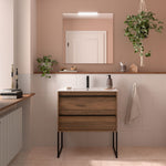 Load image into Gallery viewer, Salgar sg7079057cca5f802a65eb SALGAR IMAGES AND SHEETS/01 Product Images/Bathroom Furniture/112949 Attila Wall Hung Vanity Unit with 2 Drawers, Basin &amp; Mirror - Walnut Maya/01.jpg
