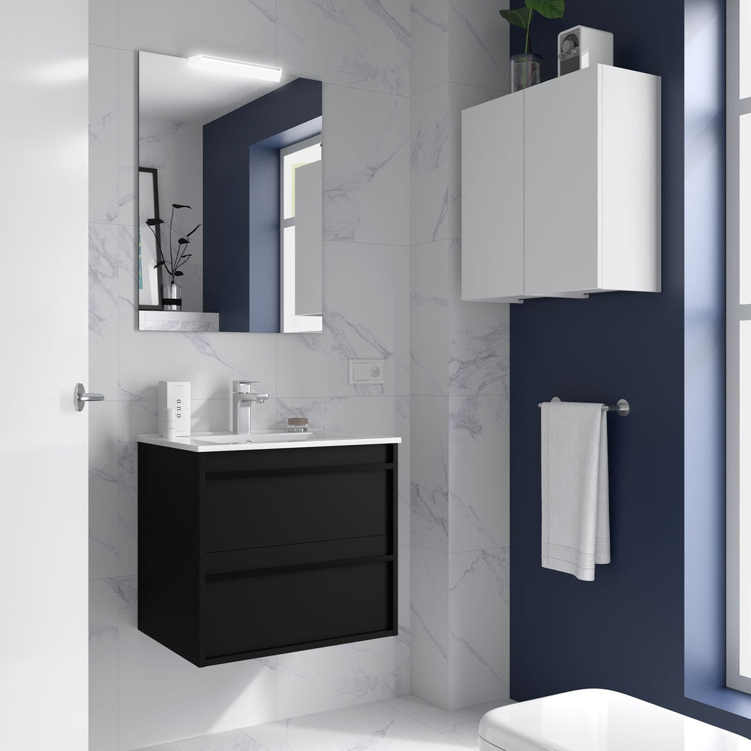 Salgar sg7112d1cf93576c881f73 SALGAR IMAGES AND SHEETS/01 Product Images/Bathroom Furniture/112935 Attila Wall Hung Vanity Unit with 2 Drawers, Basin & Mirror - Black Satin/01.jpg