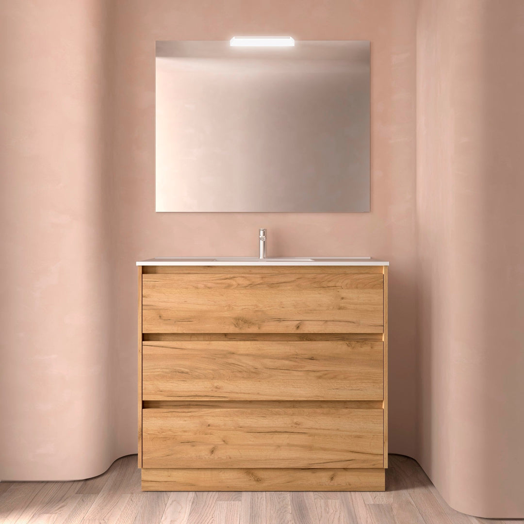 Salgar sg725d309705ae6cb23491 SALGAR IMAGES AND SHEETS/01 Product Images/Bathroom Furniture/106230 Noja Floor Standing Vanity Unit with 3 Drawers & Basin - Africa Oak/01.jpg