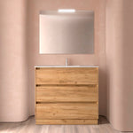Load image into Gallery viewer, Salgar sg725d309705ae6cb23491 SALGAR IMAGES AND SHEETS/01 Product Images/Bathroom Furniture/106230 Noja Floor Standing Vanity Unit with 3 Drawers &amp; Basin - Africa Oak/01.jpg

