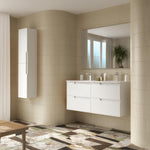 Load image into Gallery viewer, Salgar sg735d1921ed42f4ebd607 SALGAR IMAGES AND SHEETS/01 Product Images/Bathroom Furniture/111784 Vima Wall Hung Vanity Unit with 4 Drawers, Basin &amp; Mirror - White Satin/01.jpg
