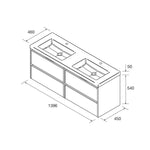 Load image into Gallery viewer, Salgar sg7381a76aa88c56da5df0 SALGAR IMAGES AND SHEETS/01 Product Images/Bathroom Furniture/106184 Noja Wall Hung Vanity Unit with 4 Drawers &amp; Basin - Natural/05.jpg

