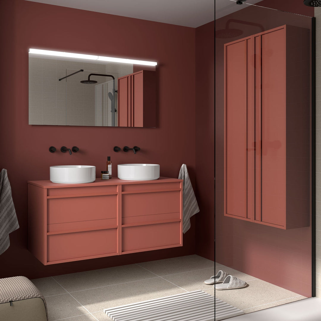Salgar sg746f33310739e515d766 SALGAR IMAGES AND SHEETS/01 Product Images/Bathroom Furniture/104976 Attila Wall Hung Vanity Unit with Worktop - Red Satin/01.jpg