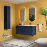 Load image into Gallery viewer, Salgar sg755895a25db5d845126a SALGAR IMAGES AND SHEETS/01 Product Images/Bathroom Furniture/118690 Attila Wall Hung Vanity Unit with 4 Drawers &amp; Offset Basin - Blue Satin/01.jpg
