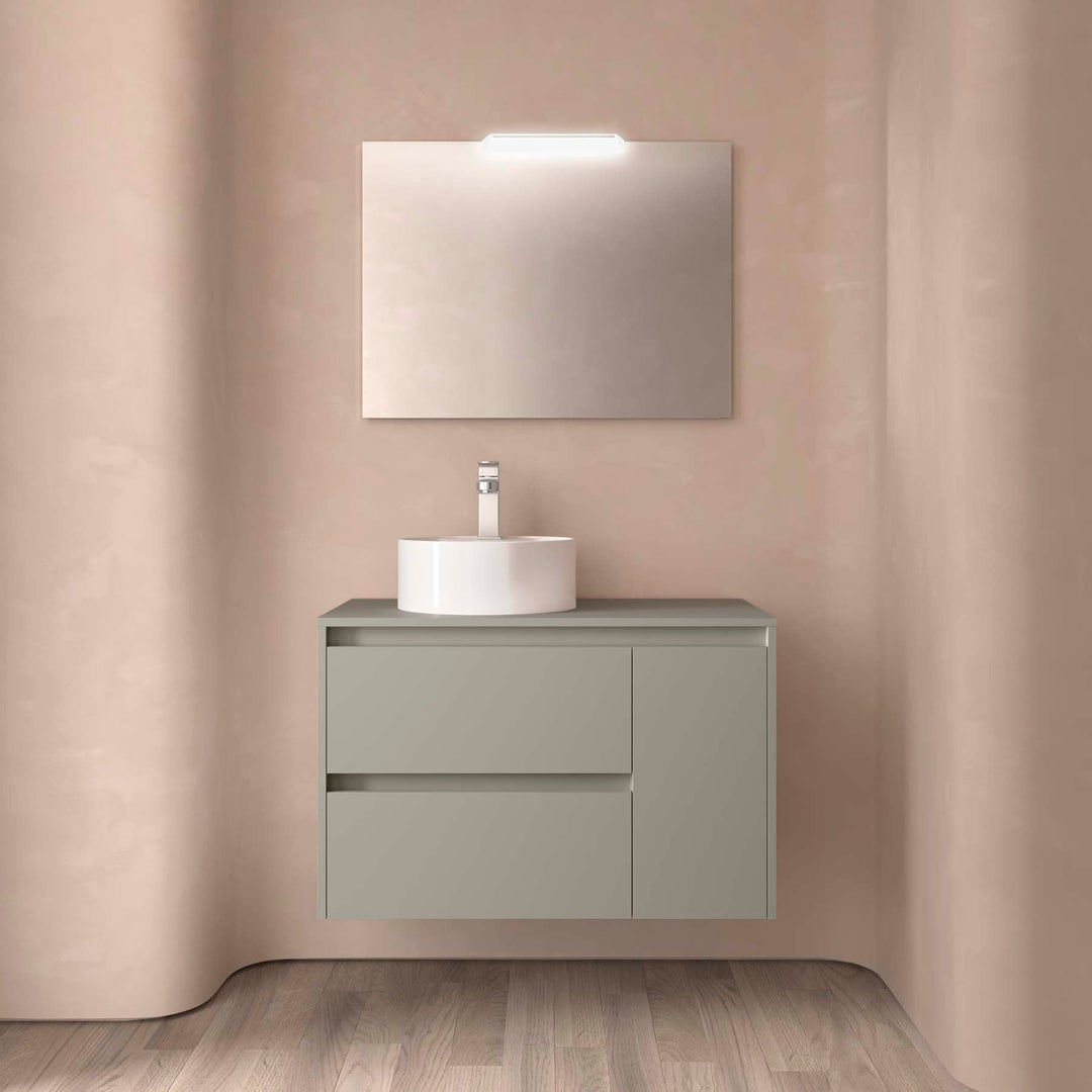 Salgar sg758a0d12272d018b9167 SALGAR IMAGES AND SHEETS/01 Product Images/Bathroom Furniture/118260 Noja Wall Hung Vanity Unit with 2 Drawers + 1 Door & Worktop - Grey Satin/01.jpg