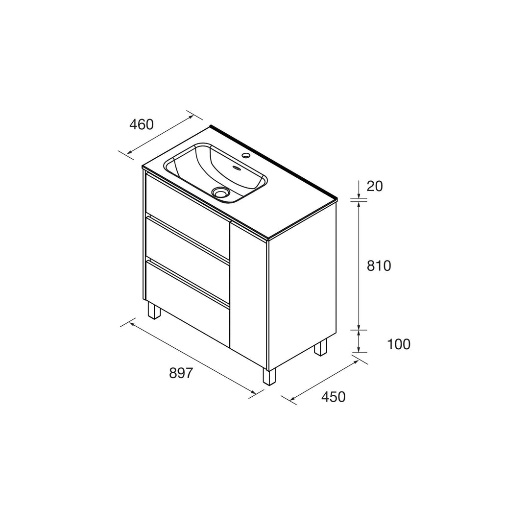 Salgar sg76f76deebc0098b5b635 SALGAR IMAGES AND SHEETS/01 Product Images/Bathroom Furniture/118135 Noja Floor Standing Vanity Unit with 3 Drawers + 1 Door & Basin - Natural/02.jpg