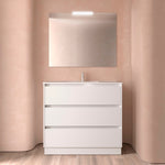 Load image into Gallery viewer, Salgar sg776301c0ff2663a64e0f SALGAR IMAGES AND SHEETS/01 Product Images/Bathroom Furniture/106224 Noja Floor Standing Vanity Unit with 3 Drawers &amp; Basin - White Satin/01.jpg
