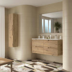 Load image into Gallery viewer, Salgar sg78797bfb60edc44916e1 SALGAR IMAGES AND SHEETS/01 Product Images/Bathroom Furniture/117947 Vima Wall Hung Vanity Unit with 4 Drawers, Basin &amp; Mirror - Montana Oak/01.jpg
