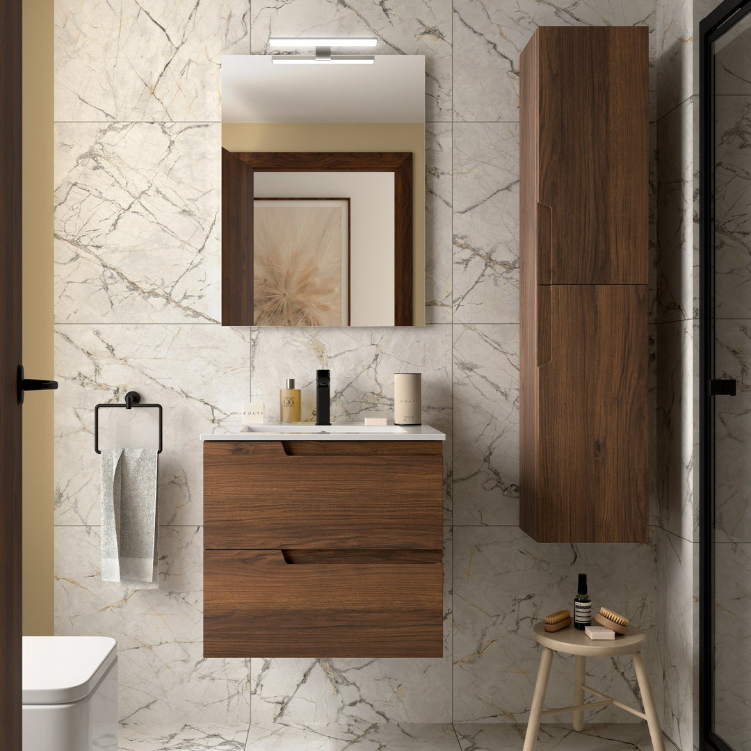 Salgar sg78b6bf672e8067db6731 SALGAR IMAGES AND SHEETS/01 Product Images/Bathroom Furniture/113500 Vima Wall Hung Vanity Unit with 2 Drawers & Basin - Walnut Maya/01.jpg