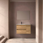 Load image into Gallery viewer, Salgar sg7992de938a9c6c3c9964 SALGAR IMAGES AND SHEETS/01 Product Images/Bathroom Furniture/118278 Noja Wall Hung Vanity Unit with 2 Drawers + 1 Door, Basin &amp; Mirror - Africa Oak/01.jpg
