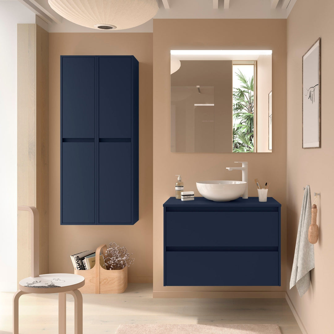 Salgar sg79bca8344a4ebad97589 SALGAR IMAGES AND SHEETS/01 Product Images/Bathroom Furniture/105510 Noja Wall Hung Vanity Unit with 2 Drawers & Worktop - Blue Satin/01.jpg