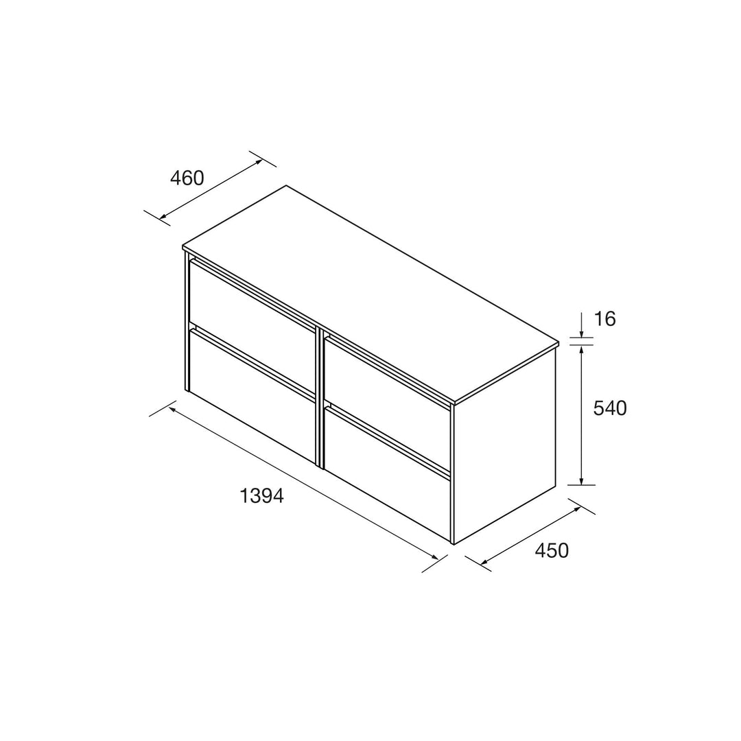 Salgar sg7a9c0103312c38637d5b SALGAR IMAGES AND SHEETS/01 Product Images/Bathroom Furniture/118511 Noja Wall Hung Vanity Unit with 4 Drawers & Worktop - Grey Satin/02.jpg