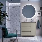Load image into Gallery viewer, Salgar sg7b51b6ec6af34925fc64 SALGAR IMAGES AND SHEETS/01 Product Images/Bathroom Furniture/118138 Noja Floor Standing Vanity Unit with 3 Drawers + 1 Door &amp; Basin - Grey Satin/01.jpg
