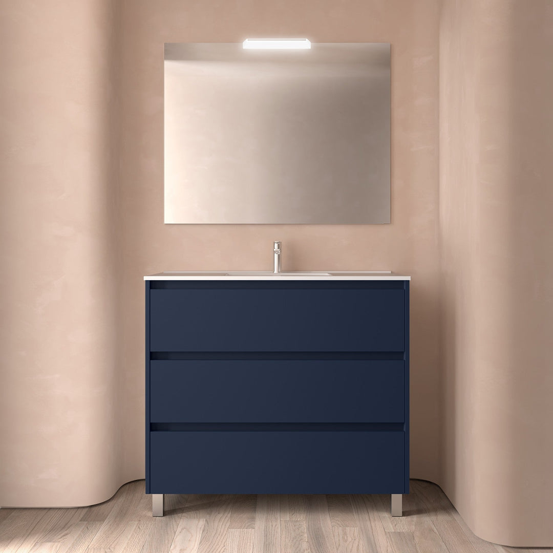 Salgar sg7d7f4ee158f563dbd603 SALGAR IMAGES AND SHEETS/01 Product Images/Bathroom Furniture/113337 Noja Wall Hung Vanity Unit with 3 Drawers, Basin & Mirror - Blue Satin/01.jpg