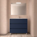 Load image into Gallery viewer, Salgar sg7d7f4ee158f563dbd603 SALGAR IMAGES AND SHEETS/01 Product Images/Bathroom Furniture/113337 Noja Wall Hung Vanity Unit with 3 Drawers, Basin &amp; Mirror - Blue Satin/01.jpg
