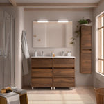 Load image into Gallery viewer, Salgar sg7db9f732a133b643e516 SALGAR IMAGES AND SHEETS/01 Product Images/Bathroom Furniture/106240 Noja Floor Standing Vanity Unit with 6 Drawers &amp; Basin - Walnut Maya/01.jpg
