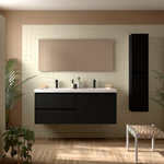 Load image into Gallery viewer, Salgar sg7e8c78981e62a0dc7ffd SALGAR IMAGES AND SHEETS/01 Product Images/Bathroom Furniture/113458 Noja Wall Hung Vanity Unit with 2 Drawers +2 Doors &amp; Basin - Black Satin/01.jpg
