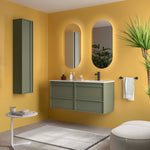 Load image into Gallery viewer, Salgar sg7e9043c9720b32198ae1 SALGAR IMAGES AND SHEETS/01 Product Images/Bathroom Furniture/118691 Attila Wall Hung Vanity Unit with 4 Drawers &amp; Offset Basin - Green Satin/01.jpg
