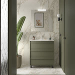 Load image into Gallery viewer, Salgar sg812520d2382e3879b010 SALGAR IMAGES AND SHEETS/01 Product Images/Bathroom Furniture/105115 Attila Floor Standing Vanity Unit with 3 Drawers &amp; Basin - Green Satin/01.jpg
