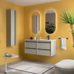 Load image into Gallery viewer, Salgar sg8318ad39bbdf7fea17f6 SALGAR IMAGES AND SHEETS/01 Product Images/Bathroom Furniture/118696 Attila Wall Hung Vanity Unit with 4 Drawers &amp; Offset Basin - Grey Satin/01.jpg
