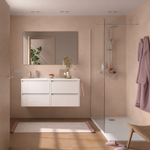 Load image into Gallery viewer, Salgar sg839c7611ba9b6f00f8df SALGAR IMAGES AND SHEETS/01 Product Images/Bathroom Furniture/118877 Noja Wall Hung Vanity Unit with 4 Drawers, Offset Basin &amp; Mirror - White Gloss/01.png

