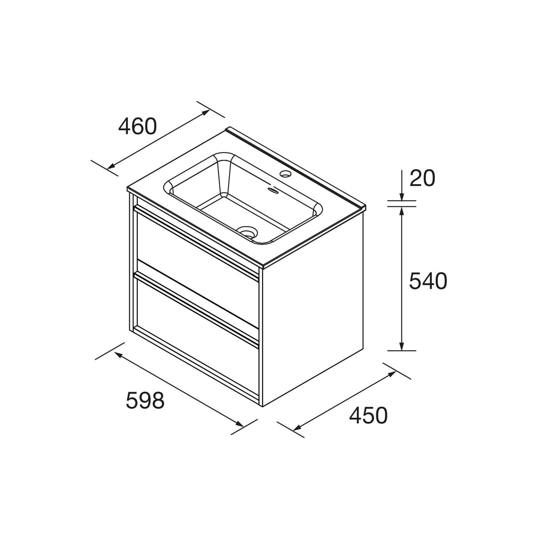Salgar sg861203ddd4ebdb29e483 SALGAR IMAGES AND SHEETS/01 Product Images/Bathroom Furniture/104657 Attila Wall Hung Vanity Unit with 2 Drawers & Basin - White Satin/02.jpg