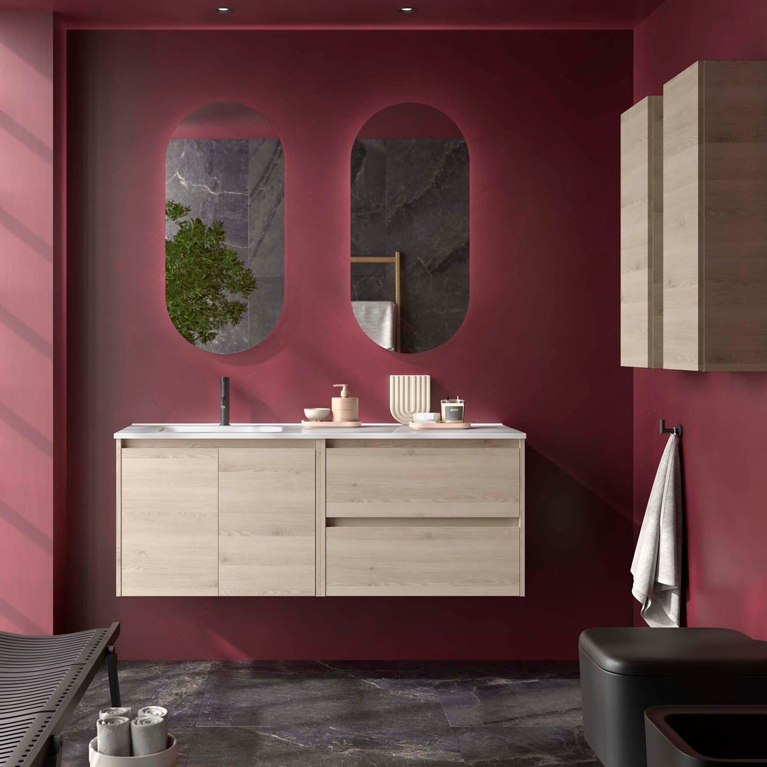 Salgar sg862691c25ba4120f231f SALGAR IMAGES AND SHEETS/01 Product Images/Bathroom Furniture/118824 Noja Wall Hung Vanity Unit with 2 Drawers + 2 Doors & Offset Basin - Natural/01.jpg