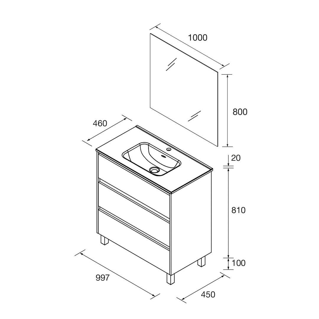 Salgar sg866b88e0637012cfc026 SALGAR IMAGES AND SHEETS/01 Product Images/Bathroom Furniture/118455 Noja Wall Hung Vanity Unit with 3 Drawers, Basin & Mirror - Grey Satin/02.jpg