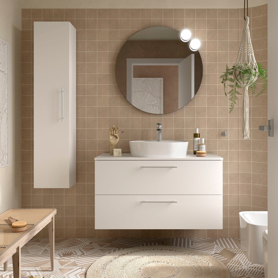 Salgar sg87e5d9db6407d8f77777 SALGAR IMAGES AND SHEETS/01 Product Images/Bathroom Furniture/118078 Silane Wall Hung Vanity Unit with 2 Drawers & Worktop - White Satin/01.jpg