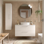 Load image into Gallery viewer, Salgar sg87e5d9db6407d8f77777 SALGAR IMAGES AND SHEETS/01 Product Images/Bathroom Furniture/118078 Silane Wall Hung Vanity Unit with 2 Drawers &amp; Worktop - White Satin/01.jpg
